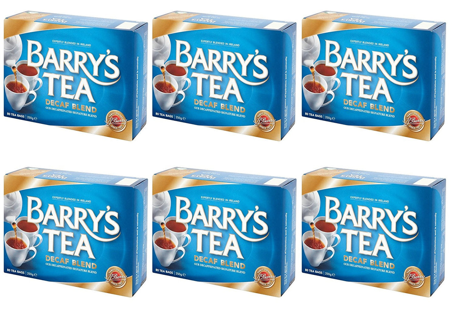 6 x Barry's Tea Decaf 80 Tea Bags 250G