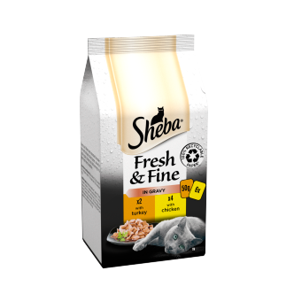8 x Sheba Fresh & Fine Pouch Poultry Selection Gravy 6X50G