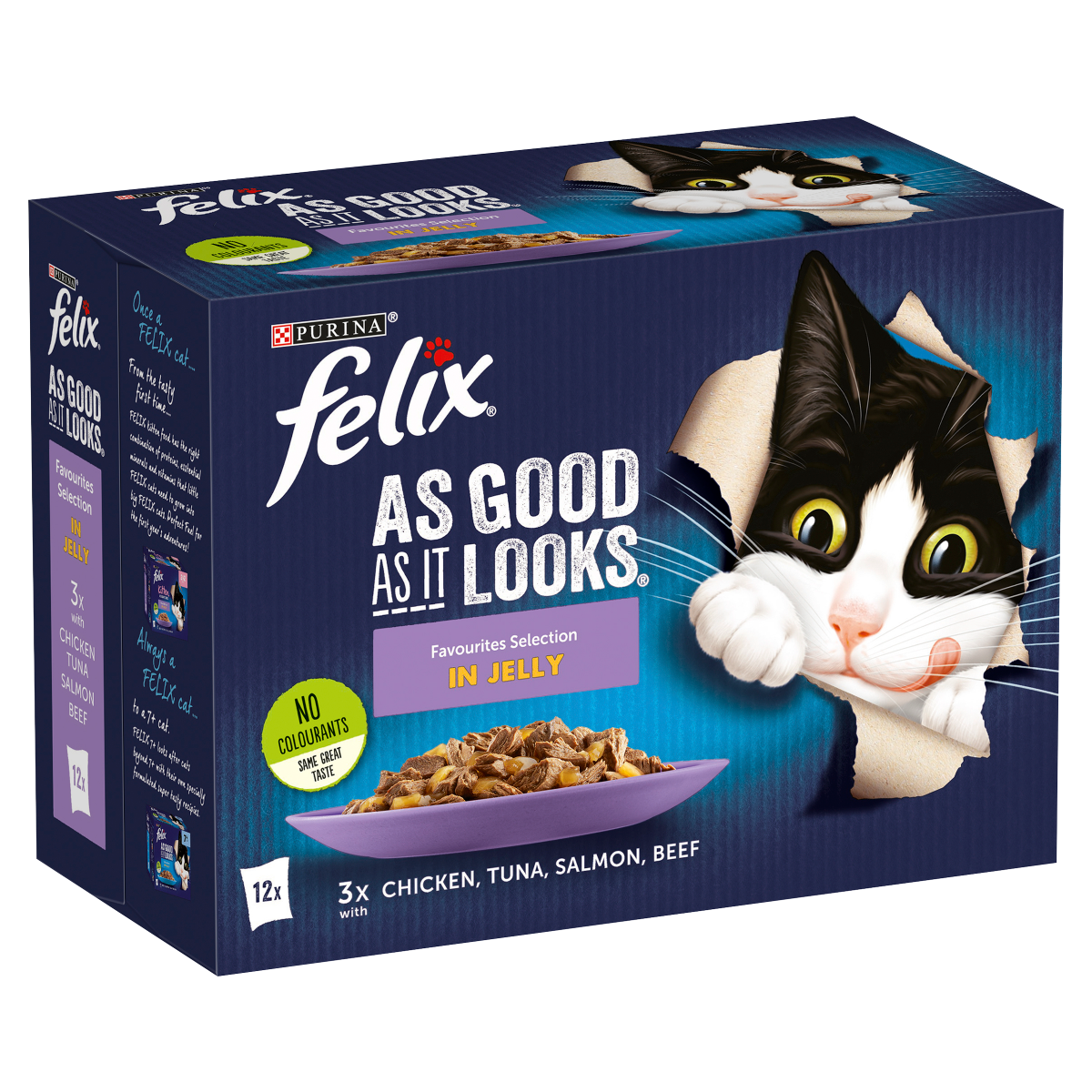 4 x Felix Cat Agail Pouch Favourites Selection 12 Pack - 12X85GM