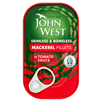 10 x John West Mackerel Fillets Tomato Sauce 125Gm