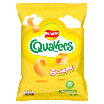 12 x Walkers Quavers Cheese 6Pk 6X16Gm
