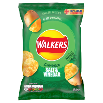 32 x Walkers Salt & Vinegar 32.5Gm