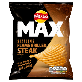 24 x Walkers Max Flame Grilled Steak 50Gm
