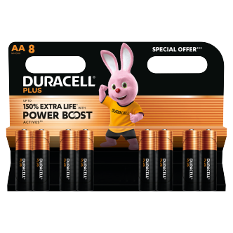 12 x Duracell Batteries Power Boost Aa - 8 PACK