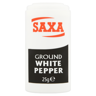 12 x Saxa Ground White Pepper 25Gm