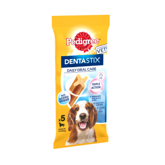 14 x Pedigree Dentastix Daily Dental Chews Med Dog 5Sti 128Gm