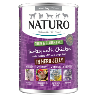 12 X Naturo Turkey With Chicken Cans In Jelly 390G