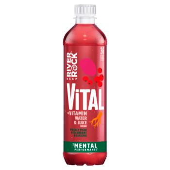15 x Deep RiverRock Vital + Vitamin Water & Juice Drink Prickly Pear Redcurrant & Ginseng 450ml