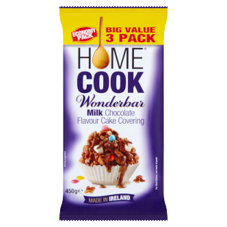 6 x Homecook Wonderbar Milk Choc 3 Pack - 450G