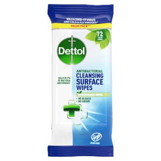 5 X Dettol Cleansing Surface Bio Wipes 72 Pack