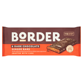 18 X Border Biscuits Dark Chocolate Ginger Bars 144Gm