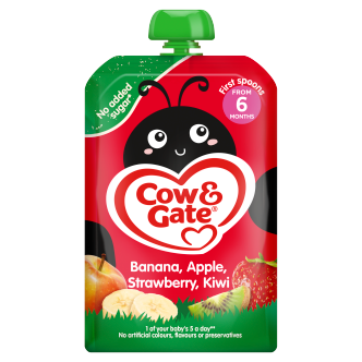 6 x Cow & Gate Pouch Banana Apple Strawberry & Kiwi - 100G