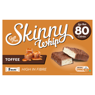 10 x Skinny Whip Toffee & Chocolate Snack Bars 5 Pack 5X25Gm