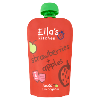 7 X Ellas Kitchen Stage 1 Strawberries & Apple 120Gm