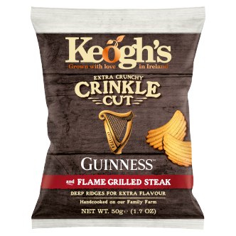 24 X Keoghs Crinkle Cut Guinness & Steak 50Gm