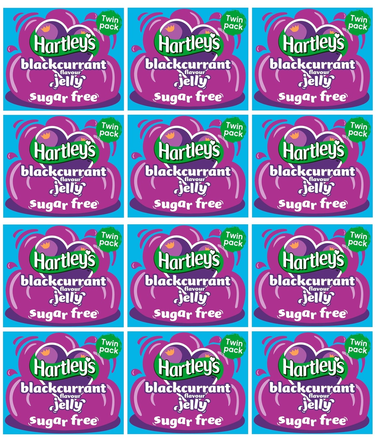 12 x Hartley's Sugar Free Blackcurrant Flavour Jelly 2 X 11.5G