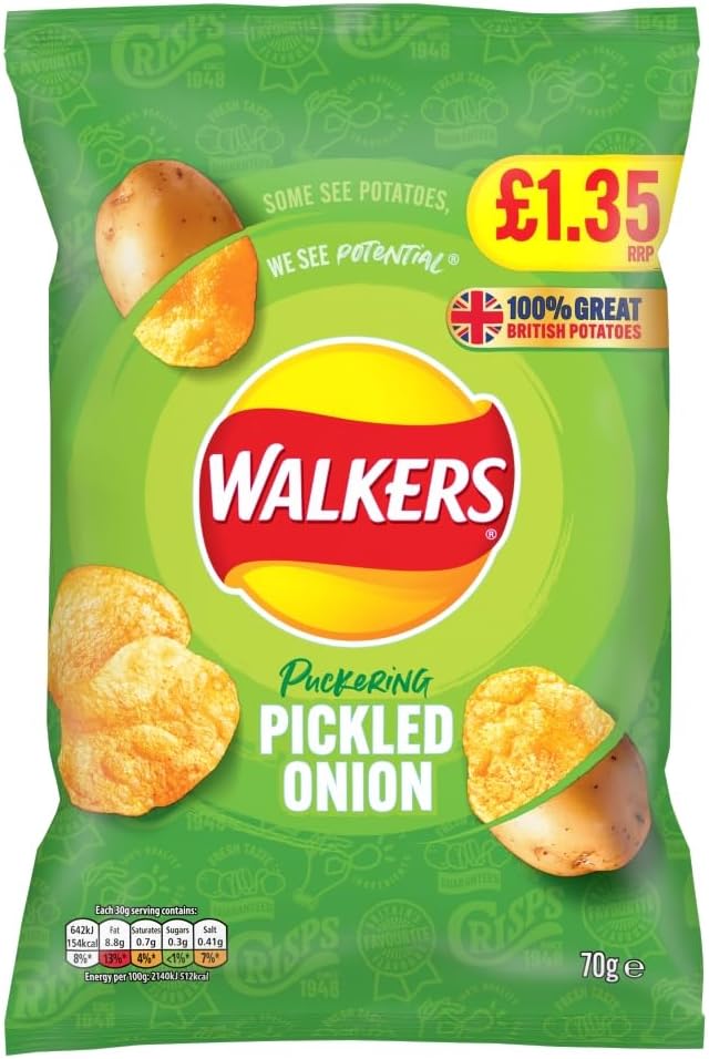 18 x Walkers Pickled Onion - 70GM