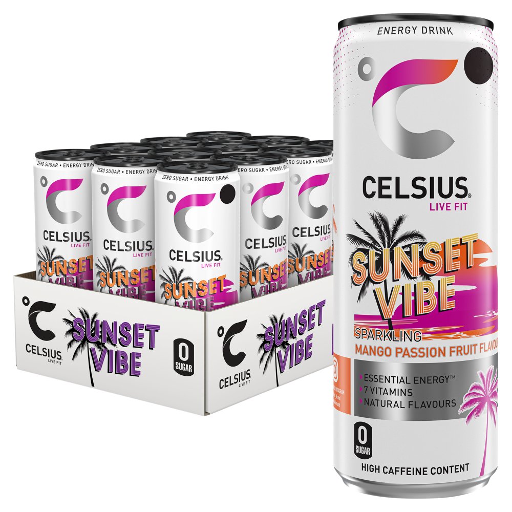12 x Celsius Sunset Vibe Energy Drink - 355ML