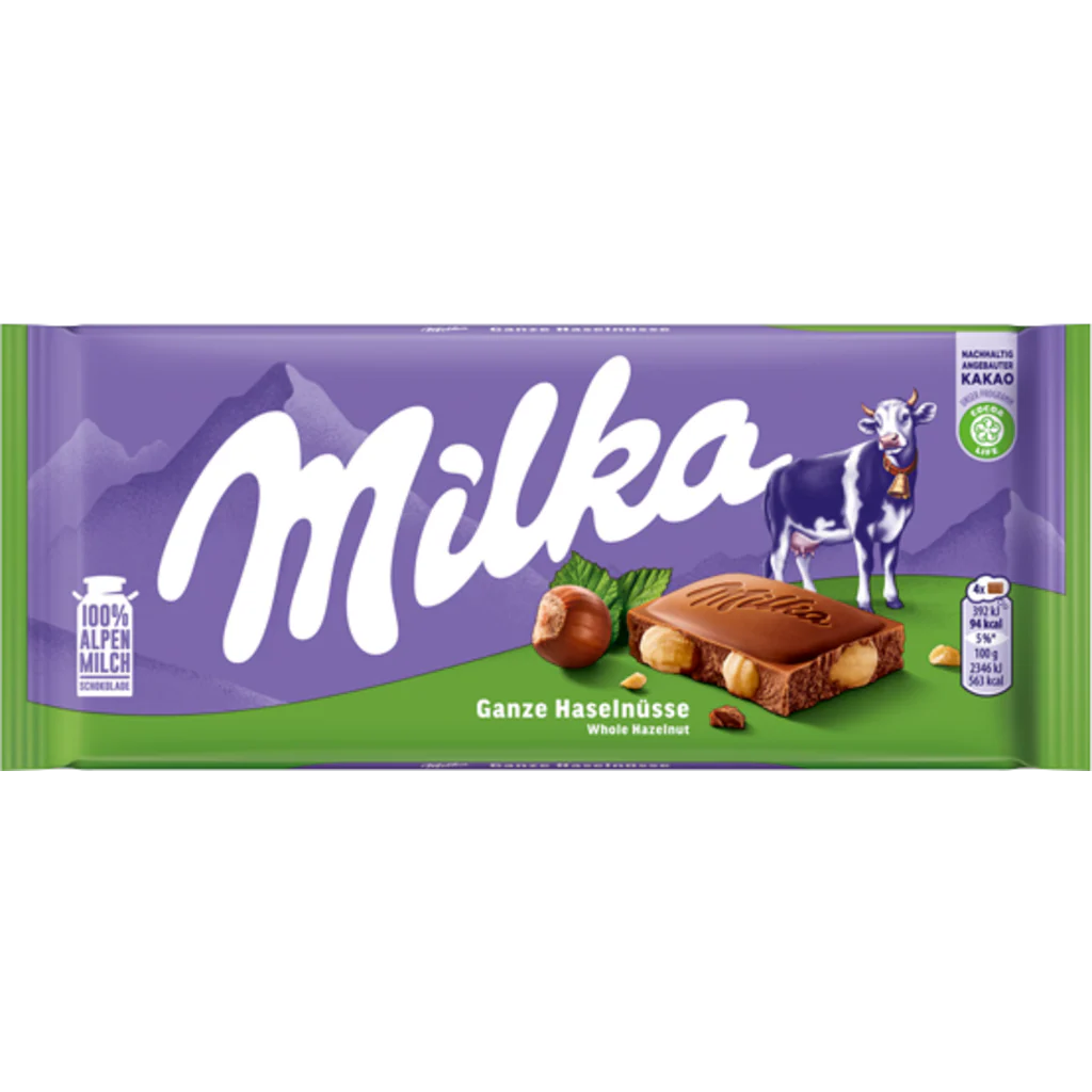 17 x Milka Whole Hazelnut - 95GM