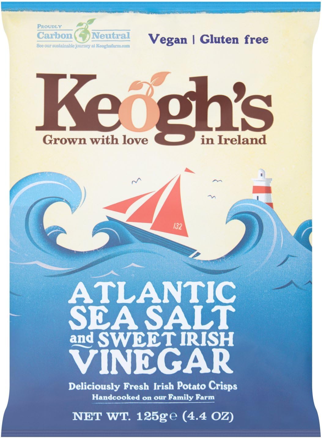 12 x Keoghs Sea Salt & Cider Vinegar Crisps - 125GM