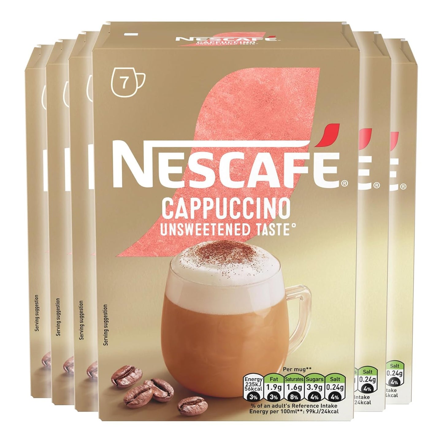 6 x Nescafe Cappuccino Unsweet Frothy Coffee Sachets - 99