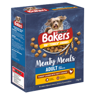 5 X Purina Bakers Complete Meaty Meals With Tasty Chicken 1Kg