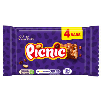 10 x Cadbury Picnic Snacksize 4Pk 128Gm