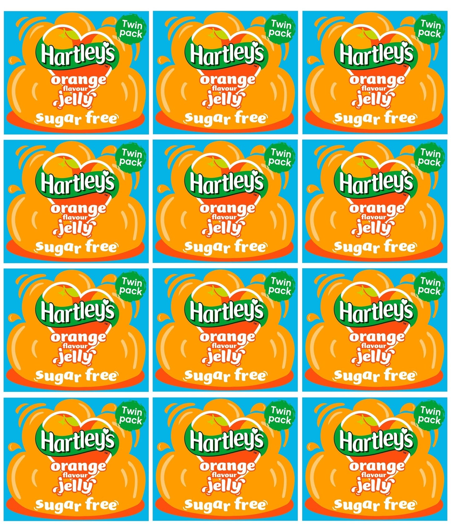 12 x Hartley's Orange Flavour Jelly Sugar Free Twin Pack 23G