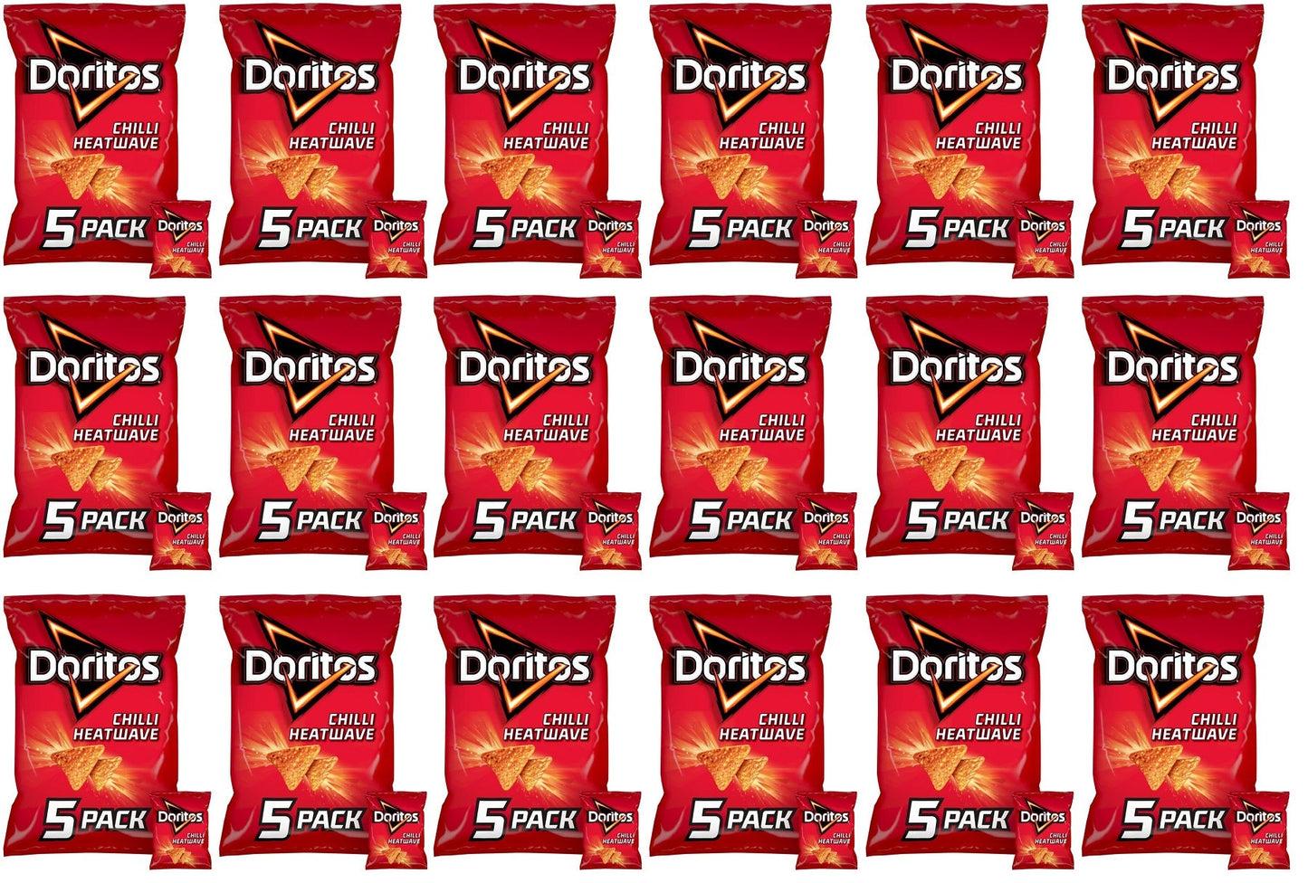 18 x Doritos Chilli Heatwave Multipack Tortilla Chips Crisps 5 X 30G
