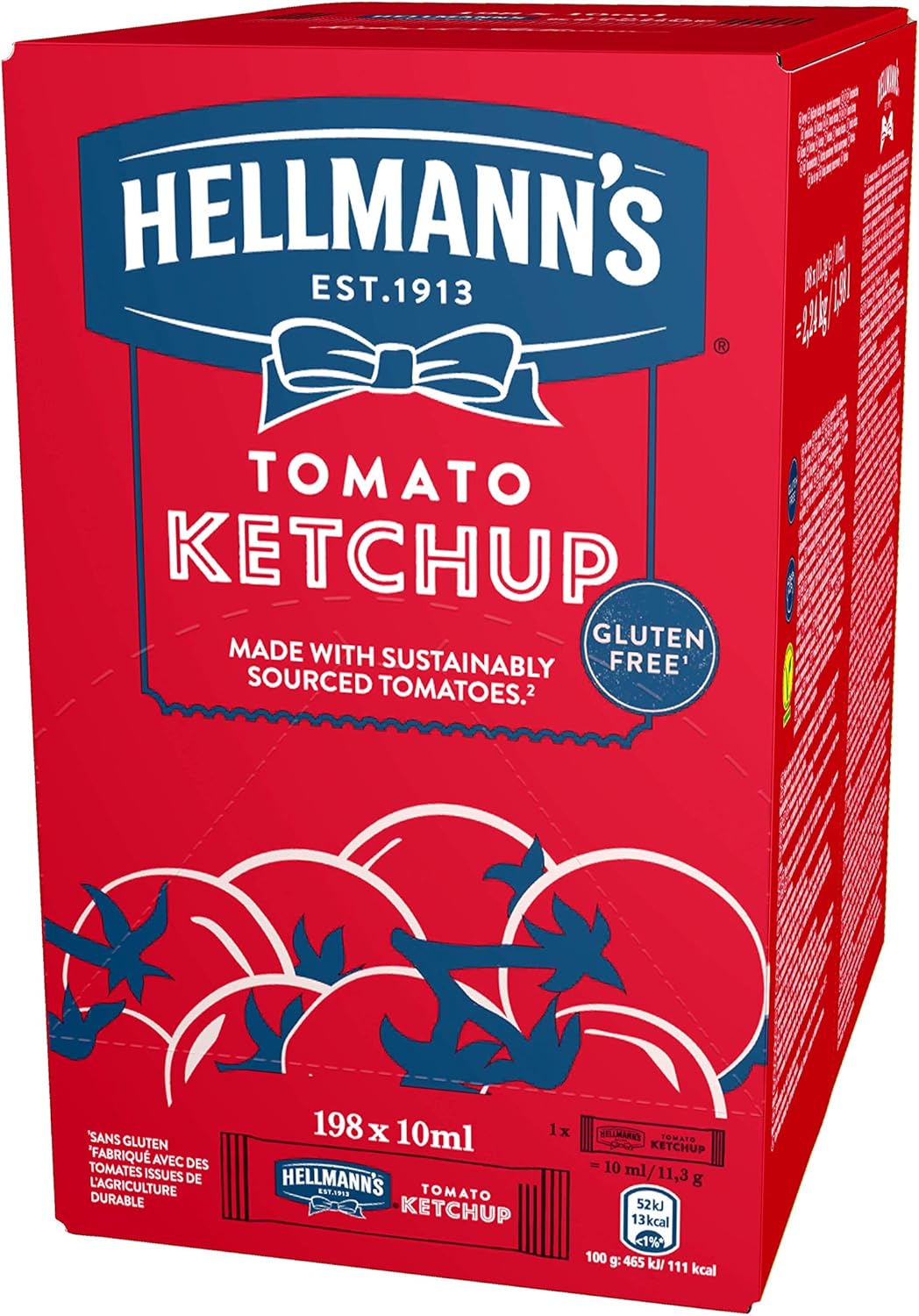 198 x Hellmann's Tomato Ketchup 198 X 10Ml Portions