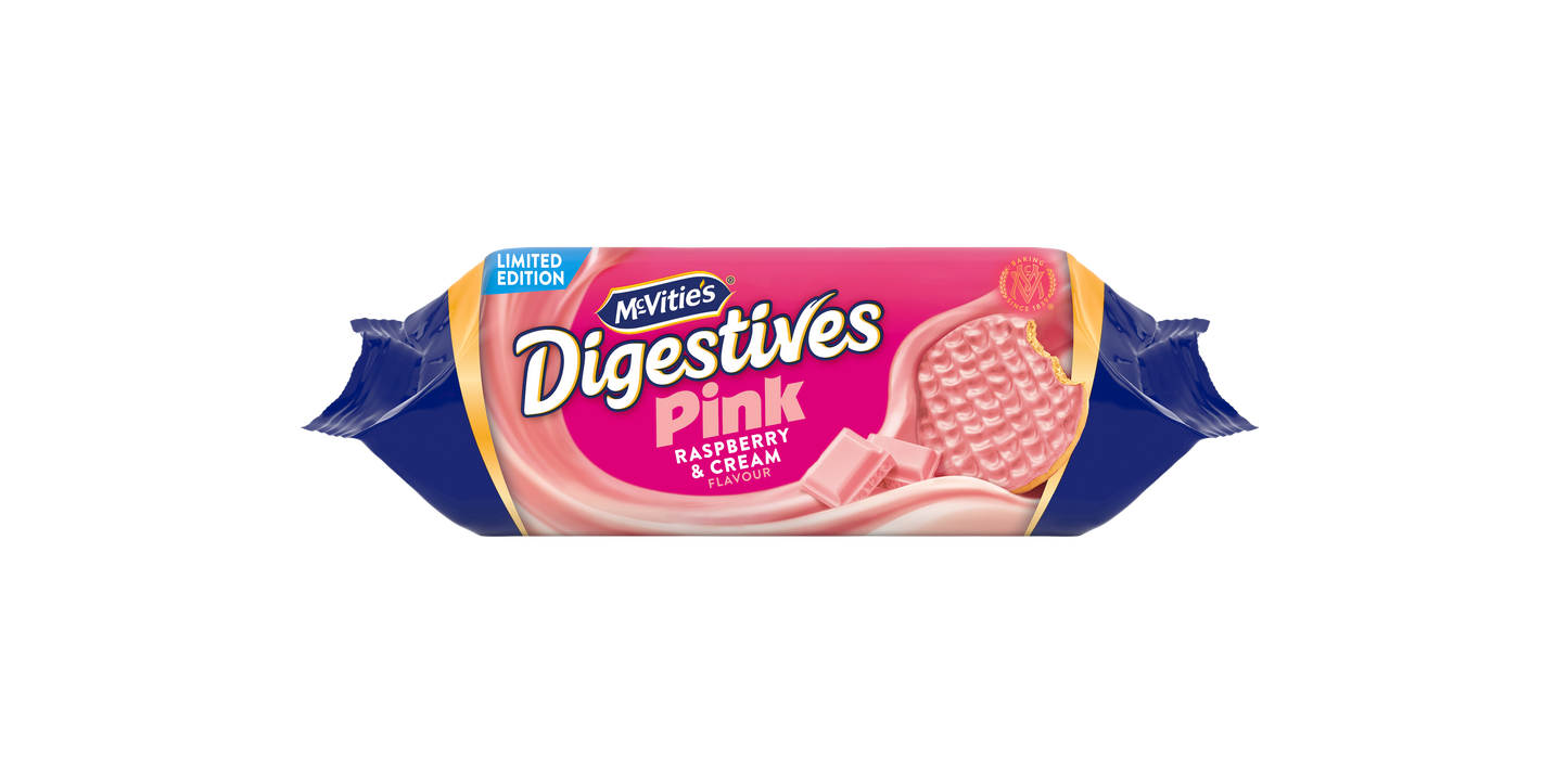 12 x Pink Digestives Raspberry & Cream - 232GM