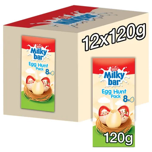 12 x Milkybar White Chocolate Easter Egg Hunt Box - 120GM
