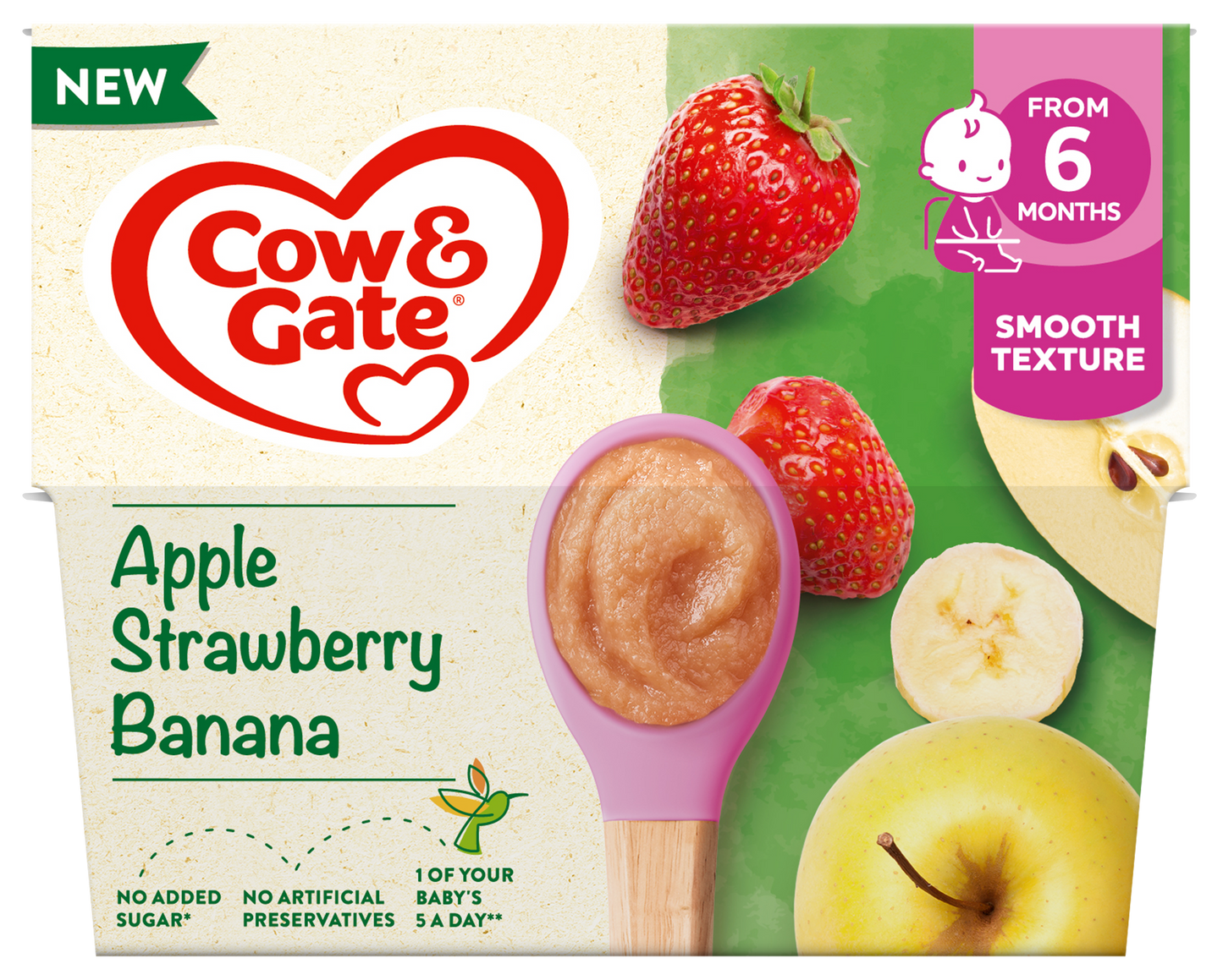6 x Cow & Gate Cup Apple Banana & Strawberry - 4X100G