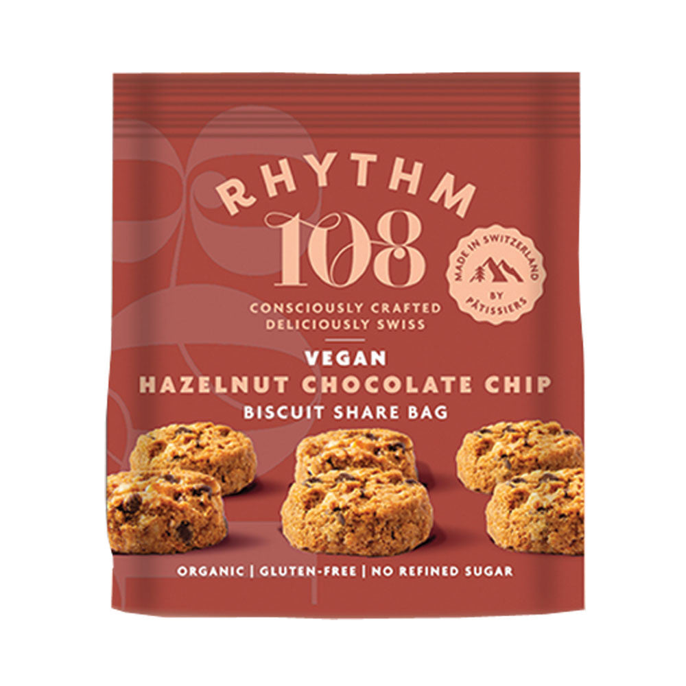 8 x Rhythm 108 Hazelnut Choc Chip Share Bag - 135g
