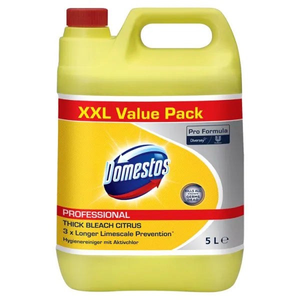 4 x Domestos Pro Formula Professional Thick Bleach Citrus 5L