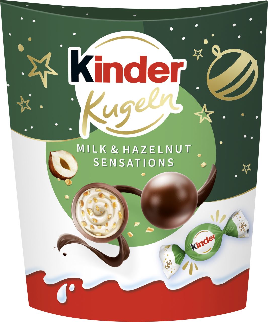 17 x Kinder Xmas Choco Balls Milk & Hazelnut Sensations - 90GM