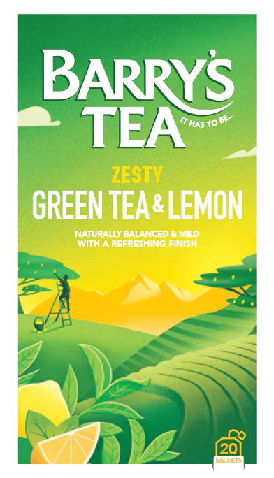 6 x Barrys Tea 20 Green Tea & Lemon String 30G