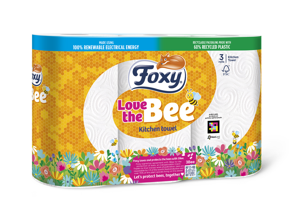 5 x Foxy Love The Bee Kitchen Towel - 3 PACK