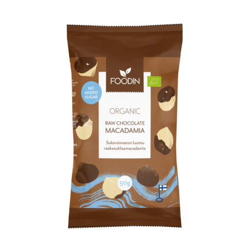 8 x Foodin Org Raw Choc Macadamia - 50g