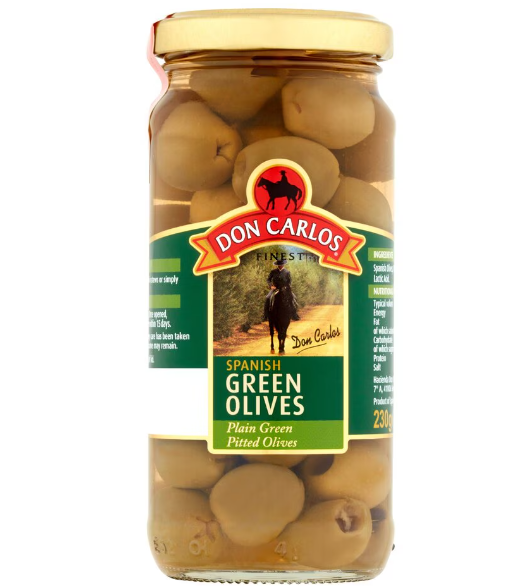 12 x Don Carlos Finest Spanish Green Olives 230G