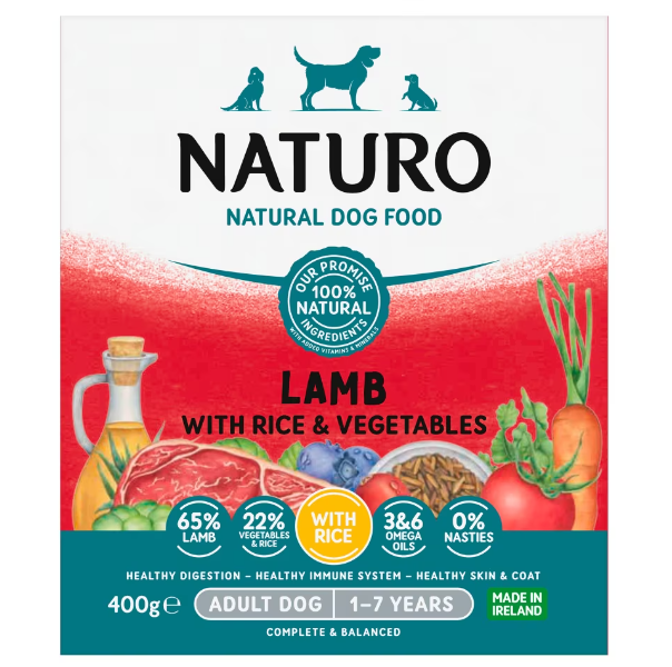 7 x Naturo Adult Dog Tray Lamb & Rice - 400GM