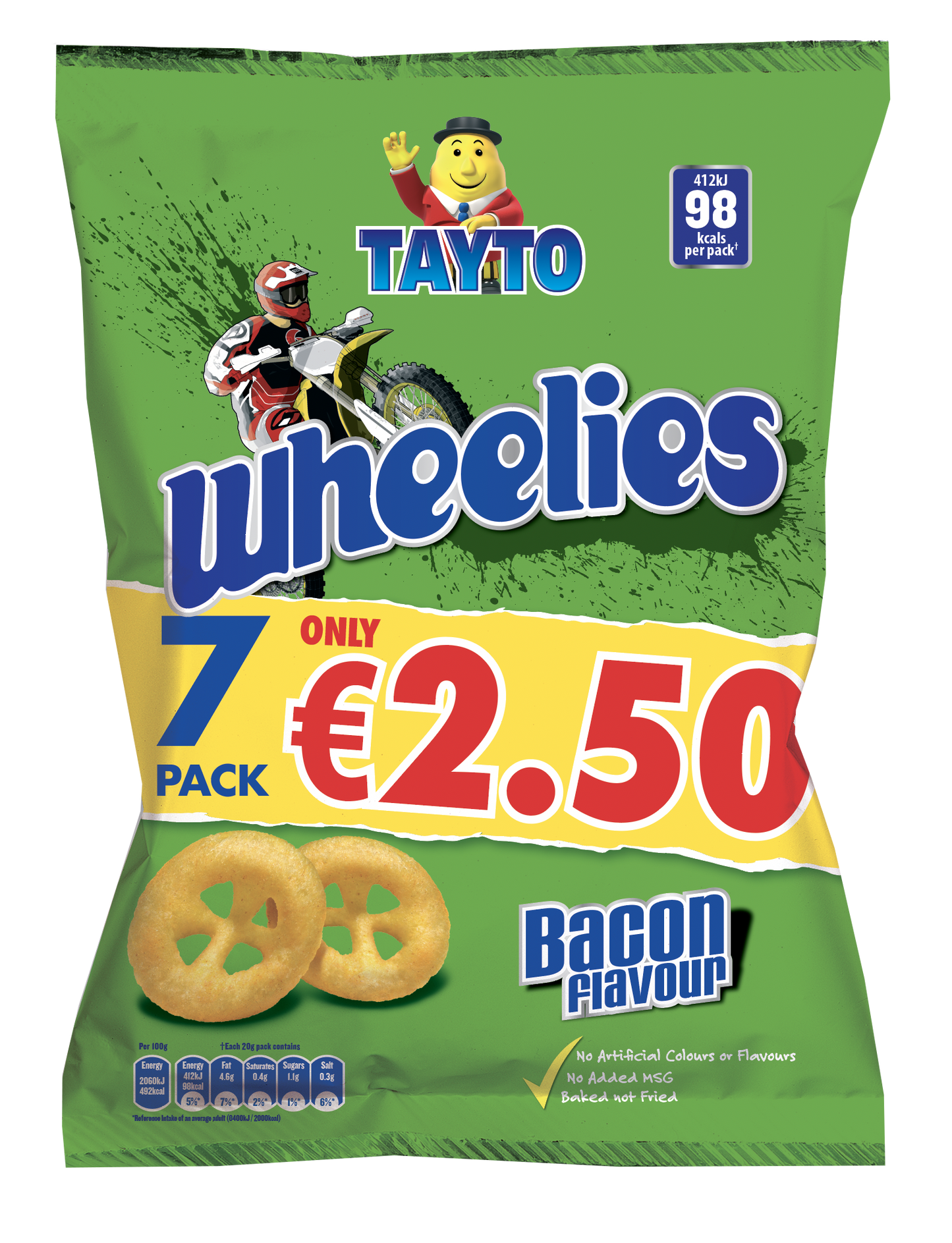12 x Tayto Wheelies Bacon Flavour 6 X 20G