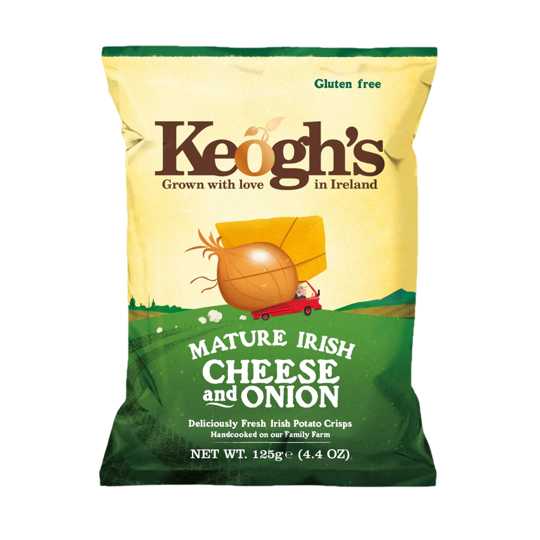 12 x Keoghs Irish Cheese & Onion Crisps - 125GM