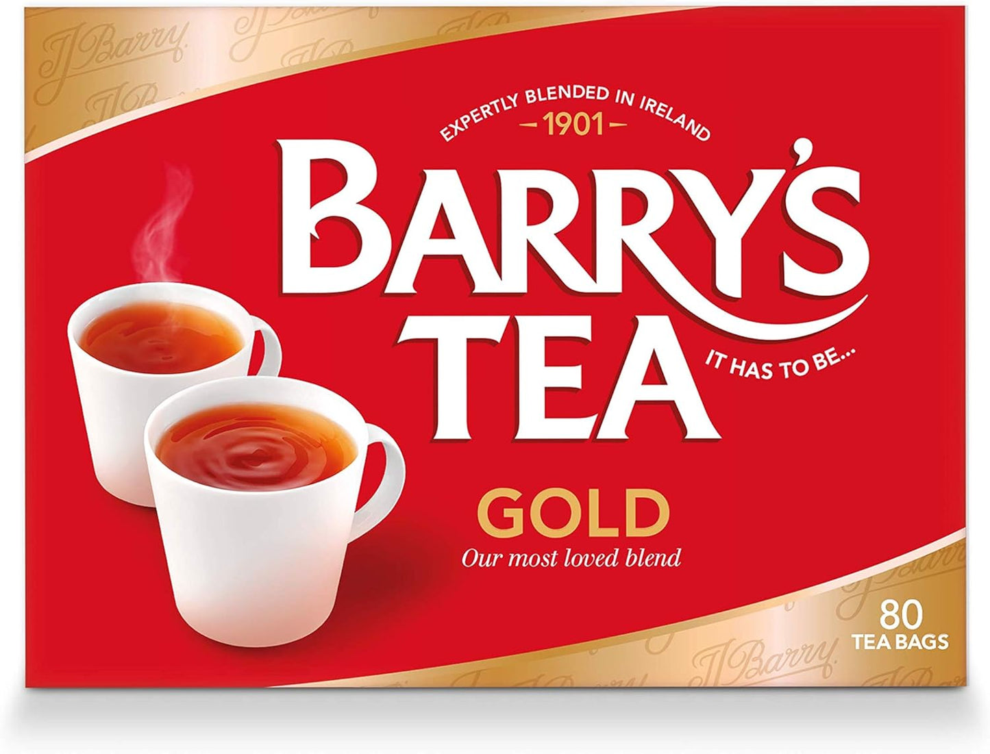 6 x Barry's Tea Gold 80 Tea Bags 250G