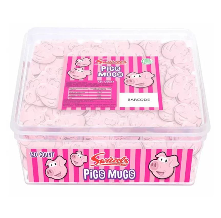 120 X Swizzels Tub Pig's Mugs