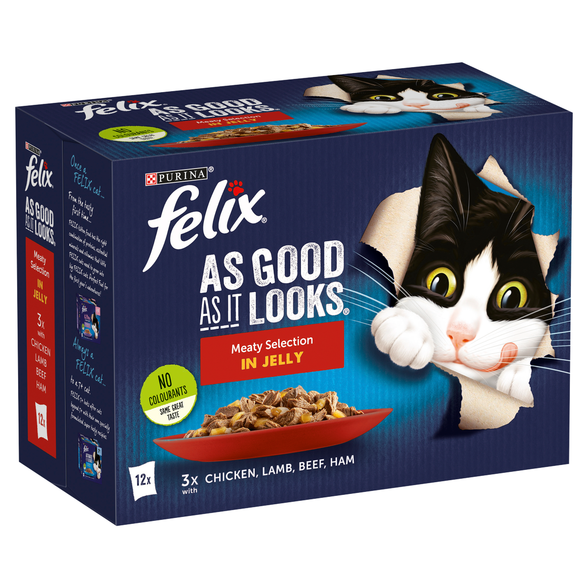 4 x Felix Cat Agail Pouch Meaty Selection 12 Pack - 12X85GM