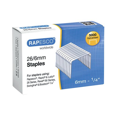 Rapesco Staples 26/6Mm 5000 Galvanised