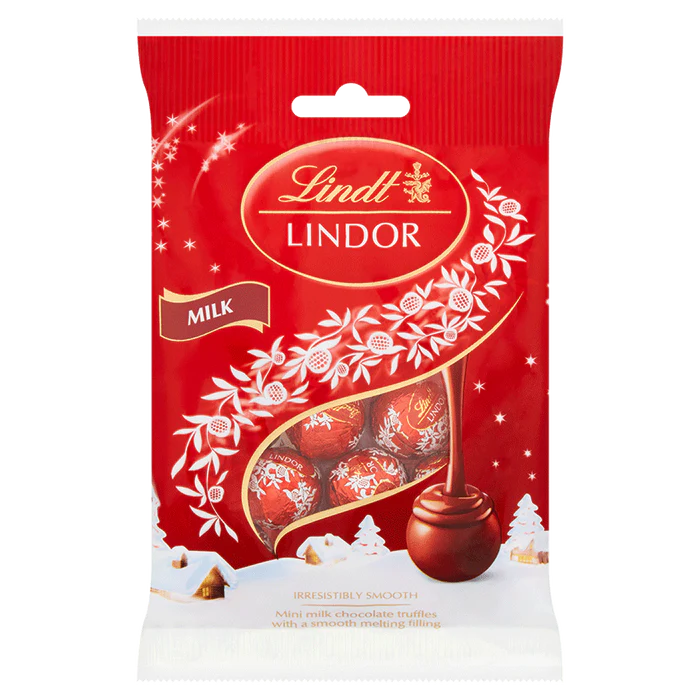 24 x Lindt Lindor Christmas Milk Chocolate Mini Truffles Bag 80G