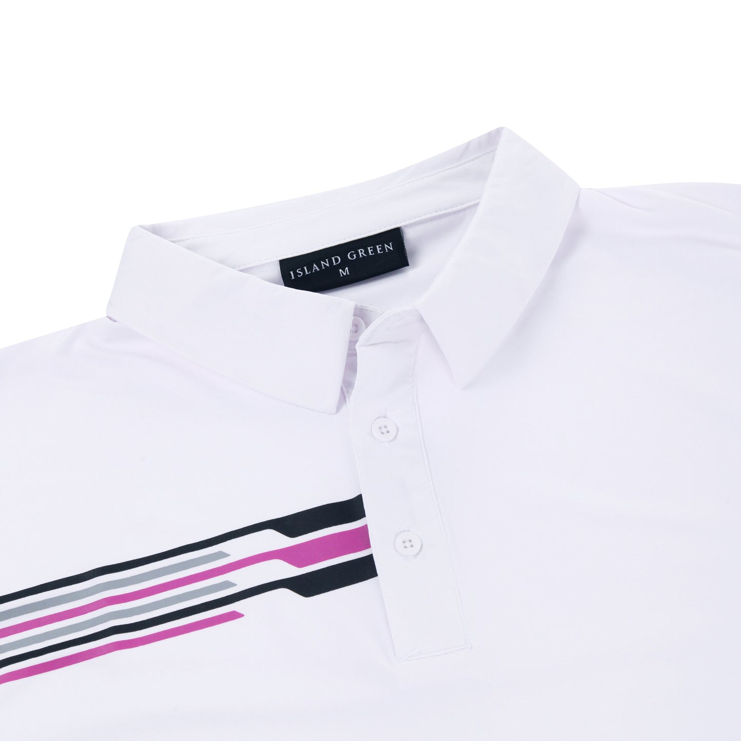Island Green Racing Stripe Print Golf Sport Polo Shirt