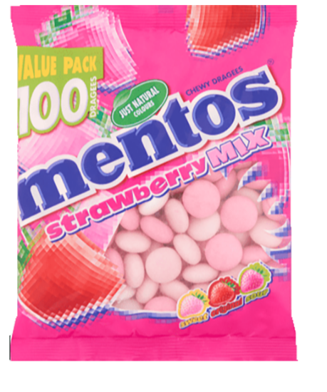 24 x Mentos Strawberry Bag  - 150GM